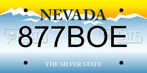 877BOE Nevada License Plate