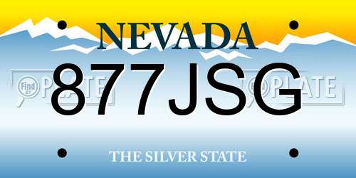 877JSG Nevada License Plate