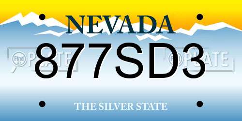 877SD3 Nevada License Plate