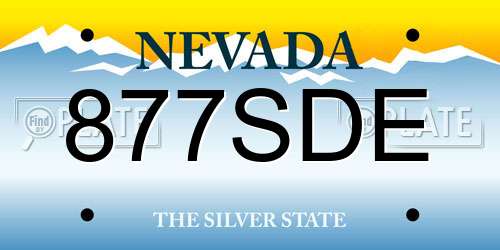 877SDE Nevada License Plate