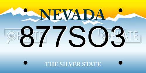 877SO3 Nevada License Plate