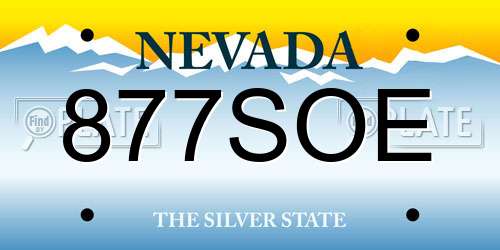 877SOE Nevada License Plate