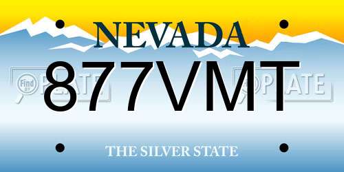 877VMT Nevada License Plate