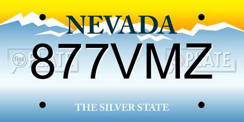 877VMZ Nevada License Plate