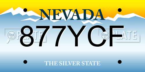 877YCF Nevada License Plate