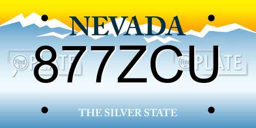 877ZCU Nevada License Plate