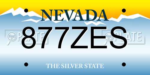 877ZES Nevada License Plate