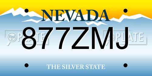 877ZMJ Nevada License Plate