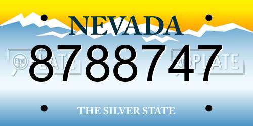 8788747 Nevada License Plate