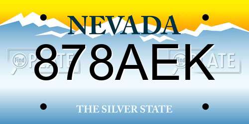 878AEK Nevada License Plate