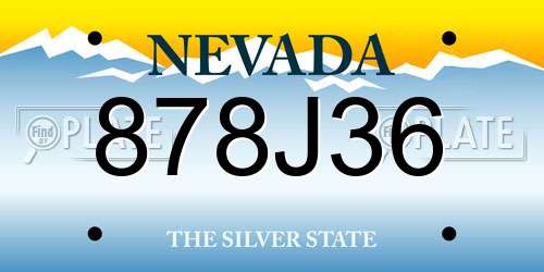 878J36 Nevada License Plate