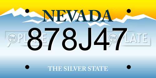 878J47 Nevada License Plate