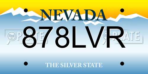 878LVR Nevada License Plate