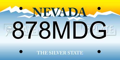 878MDG Nevada License Plate