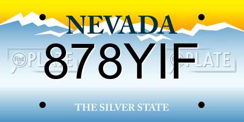 878YIF Nevada License Plate
