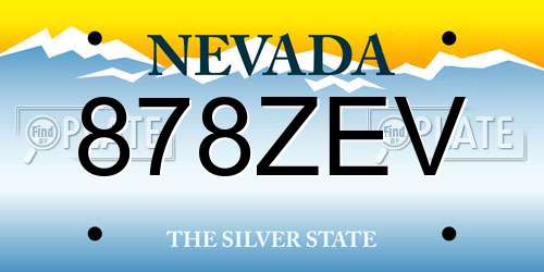 878ZEV Nevada License Plate