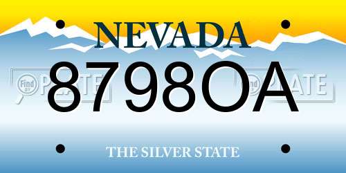 8798OA Nevada License Plate