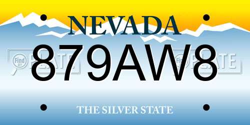 879AW8 Nevada License Plate