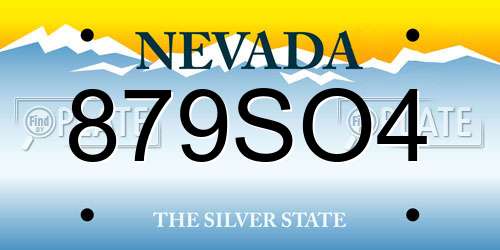 879SO4 Nevada License Plate