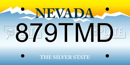 879TMD Nevada License Plate