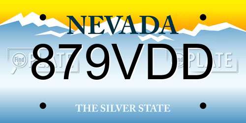 879VDD Nevada License Plate