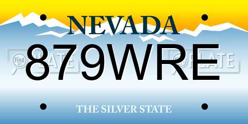879WRE Nevada License Plate