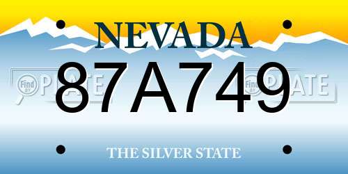 87A749 Nevada License Plate