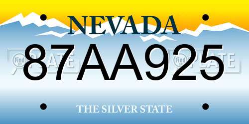 87AA925 Nevada License Plate