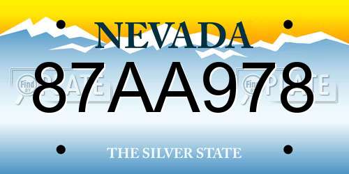 87AA978 Nevada License Plate