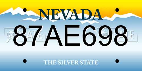 87AE698 Nevada License Plate