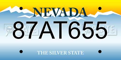 87AT655 Nevada License Plate