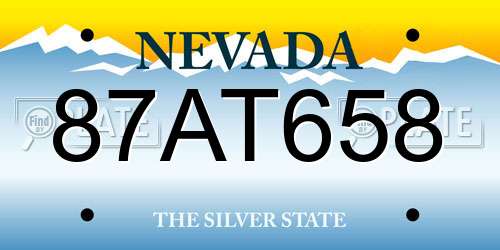 87AT658 Nevada License Plate