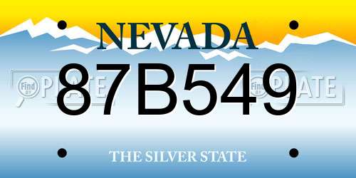 87B549 Nevada License Plate