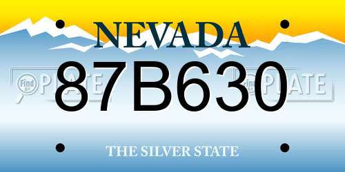 87B630 Nevada License Plate