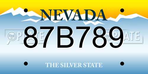 87B789 Nevada License Plate