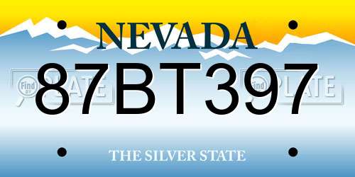 87BT397 Nevada License Plate