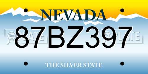 87BZ397 Nevada License Plate