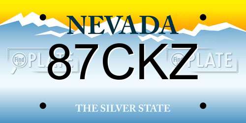 87CKZ Nevada License Plate