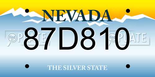 87D810 Nevada License Plate