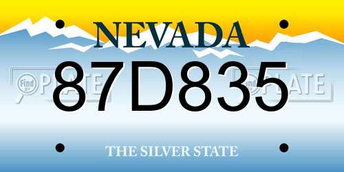 87D835 Nevada License Plate
