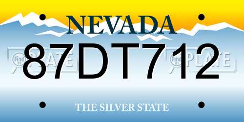 87DT712 Nevada License Plate