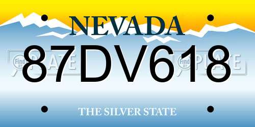 87DV618 Nevada License Plate