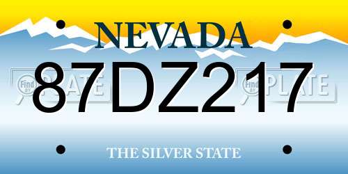 87DZ217 Nevada License Plate