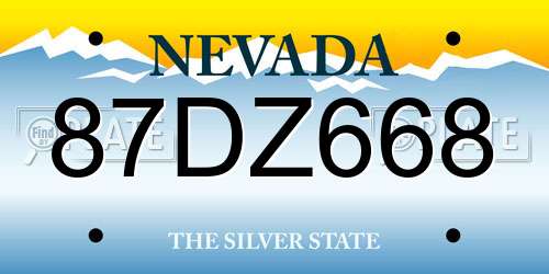 87DZ668 Nevada License Plate