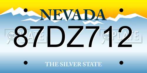 87DZ712 Nevada License Plate