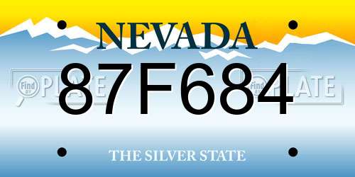 87F684 Nevada License Plate