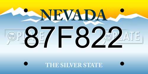87F822 Nevada License Plate