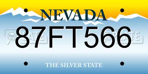 87FT566 Nevada License Plate