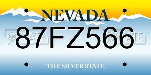 87FZ566 Nevada License Plate
