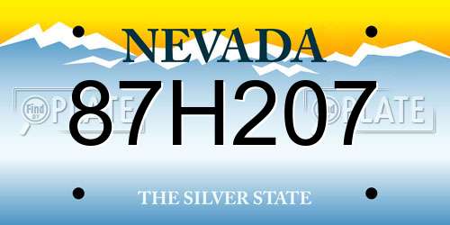 87H207 Nevada License Plate